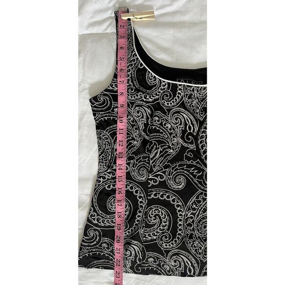 ALEX EVENINGS 2PC JACKET And TANK SET Sz M BLACK WHITE SILVER Cocktail Party - Picture 7 of 11